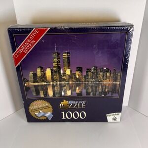 Vtg 2001 sealed New York Skyline WTC Twin Towers 1000 Piece Perfalock Puzzle